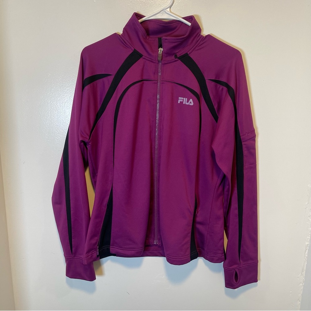 FILA Purple and Black Track Jacket women’s size‎ large